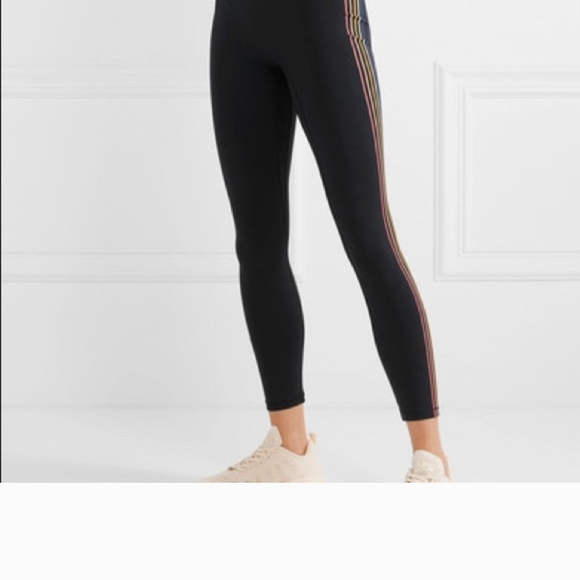 ALL ACCESS Black Leggings with Colorful Side Stripes - Picture 1 of 6